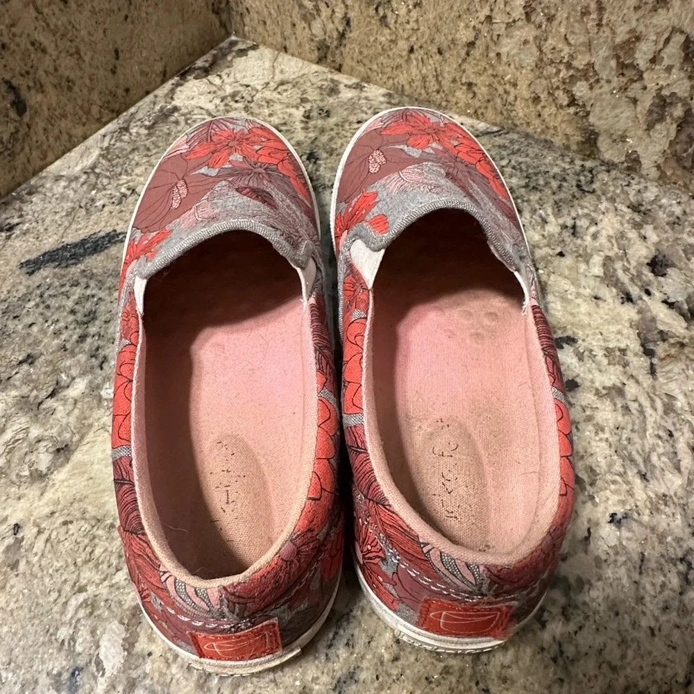 Bucket Feet Red and Gray‎ Sneakers with Floral Pattern